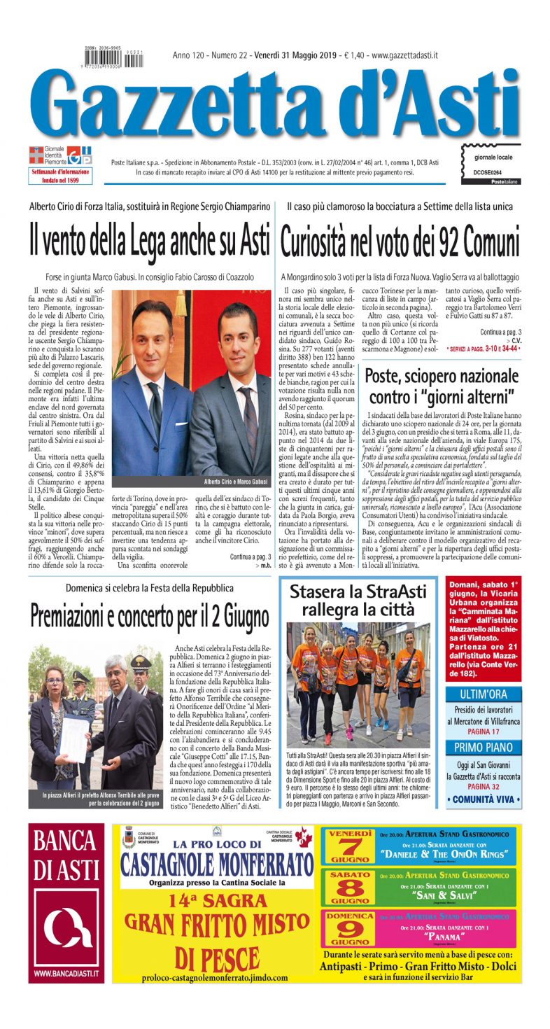 Prima pagina – 31 maggio 2019