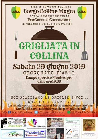 Stasera a Cocconato la “grigliata in collina” del Borgo Colline Magre