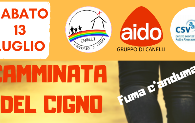 “Camminata del cigno – Fuma c’anduma!”  a Canelli con Aido