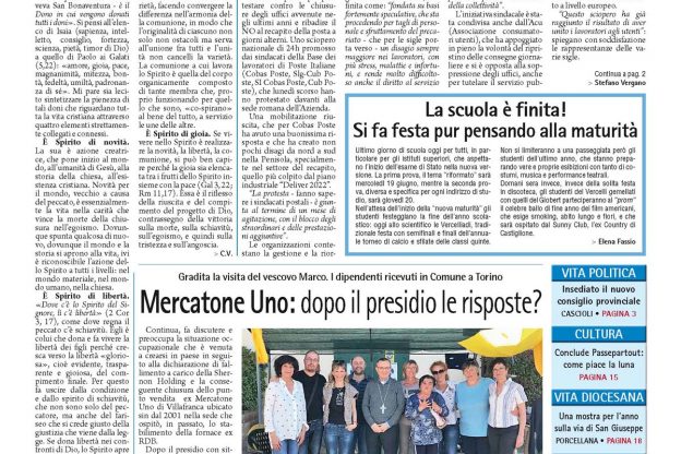 La locandina della Gazzetta d’Asti: i principali argomenti della settimana