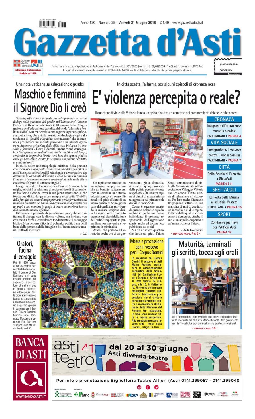 Prima pagina – 21 giugno 2019