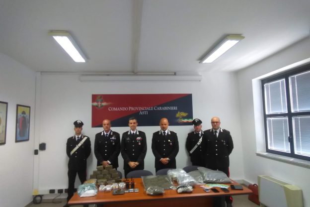 I carabinieri di Asti e Nizza Monferrato sequestrano 25 kg di stupefacente