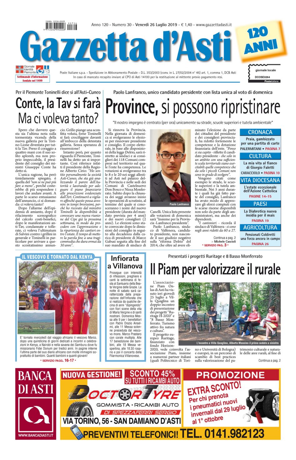 Prima pagina – 26 luglio 2019