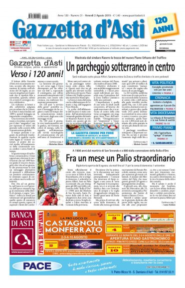 La locandina della Gazzetta d’Asti: i principali argomenti della settimana