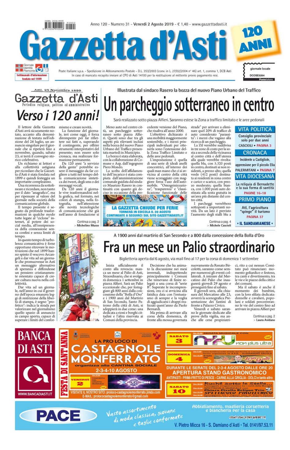 Prima pagina – 2 agosto 2019