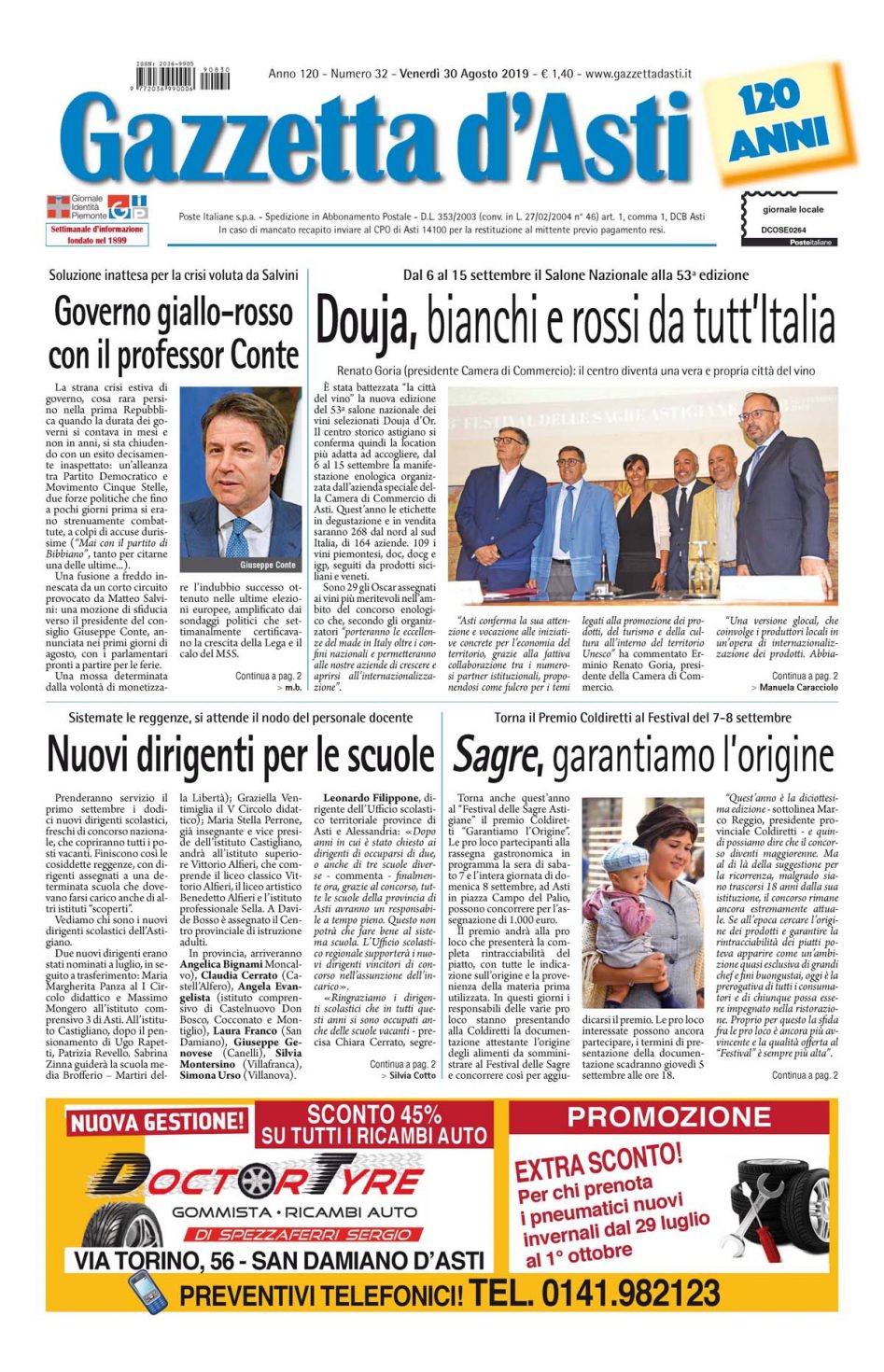 Prima pagina – 30 agosto 2019