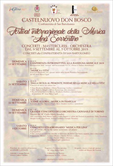 Cinque concerti a Castelnuovo Don Bosco con V.I.T.A. ODV