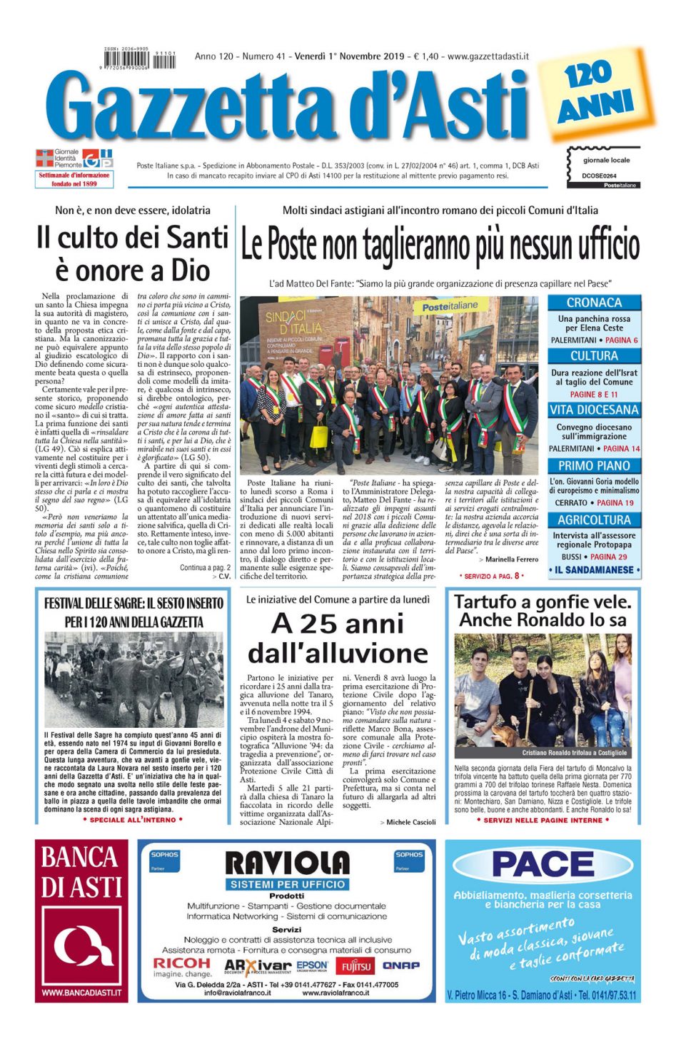 Prima pagina – 1 novembre 2019