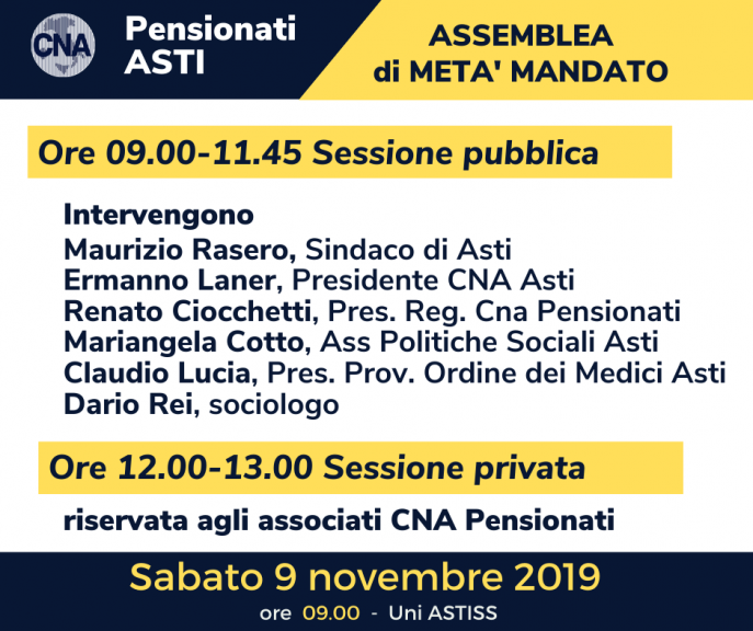 Assemblea di metà mandato Cna Pensionati Asti