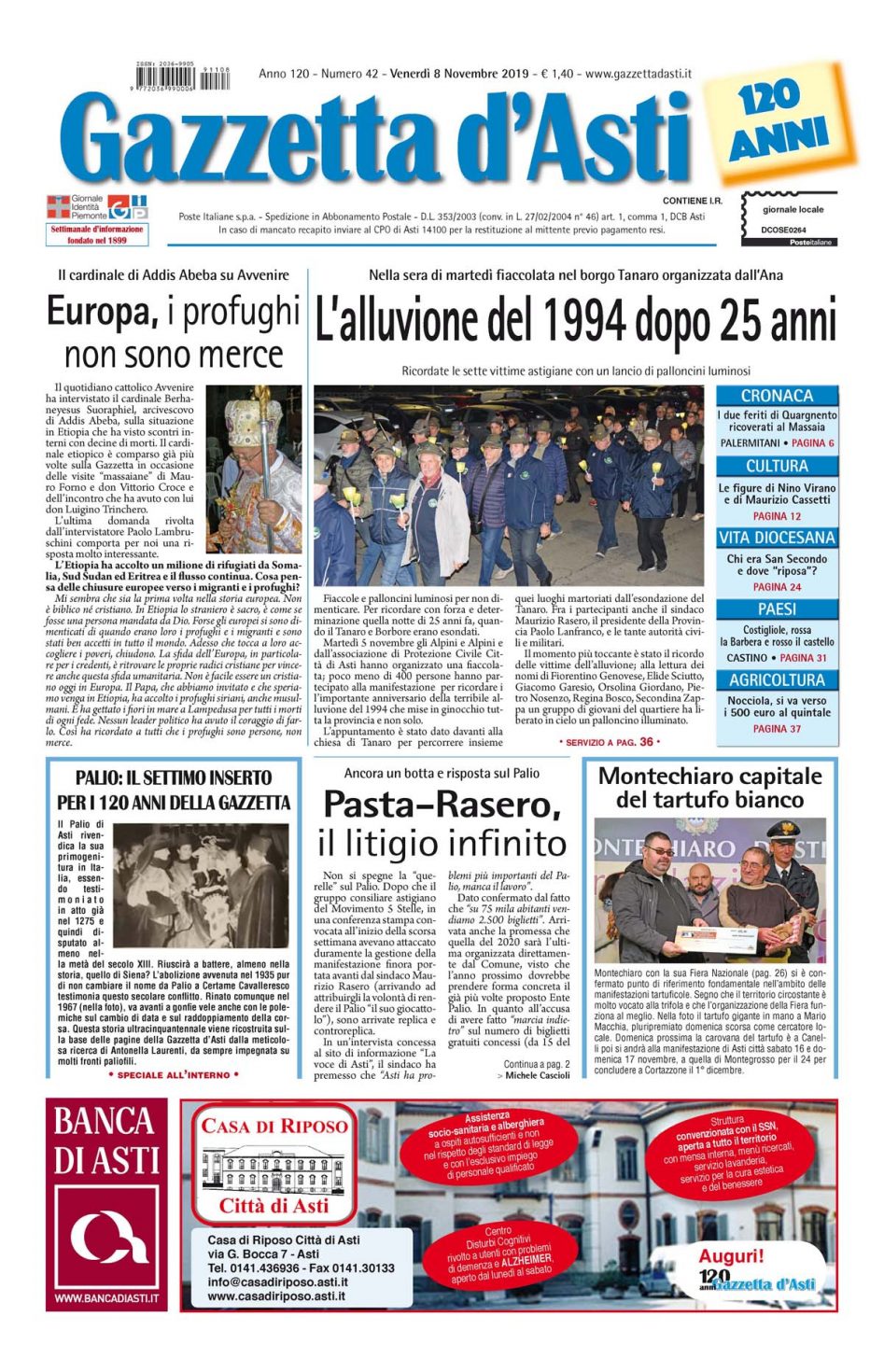 Prima pagina – 8 novembre 2019