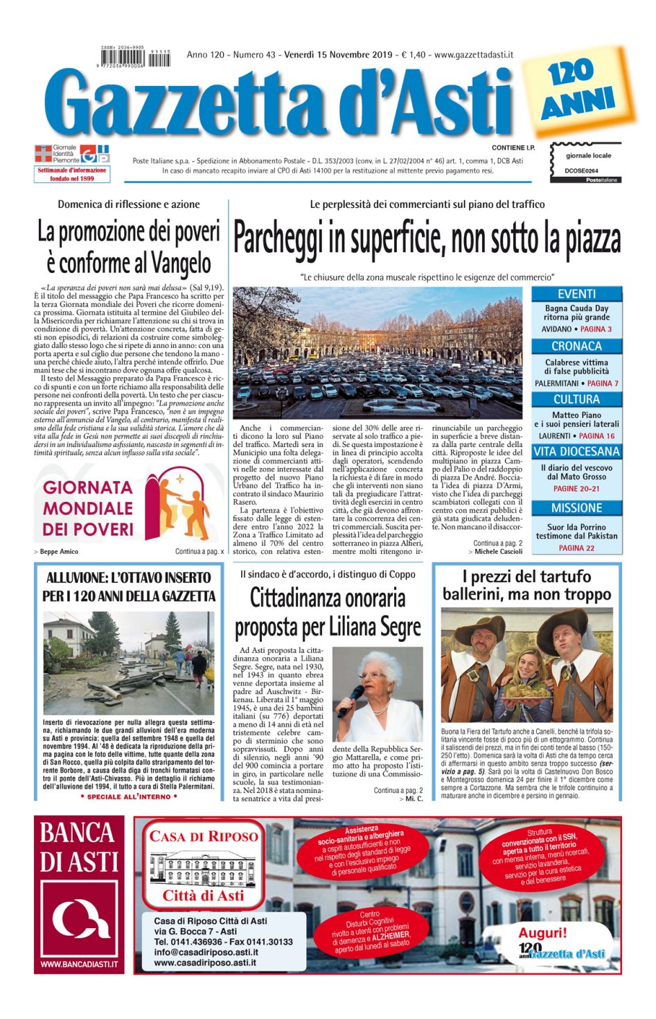 Prima pagina – venerdì 15 novembre 2019