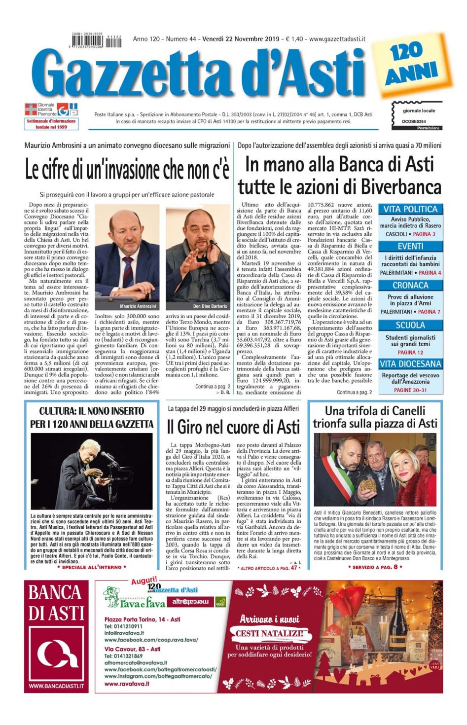 Prima pagina – 22 novembre 2019