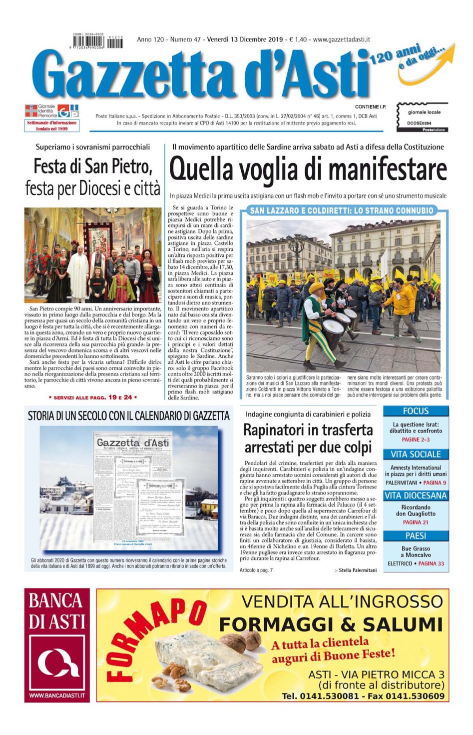 Prima pagina – 13 dicembre 2019