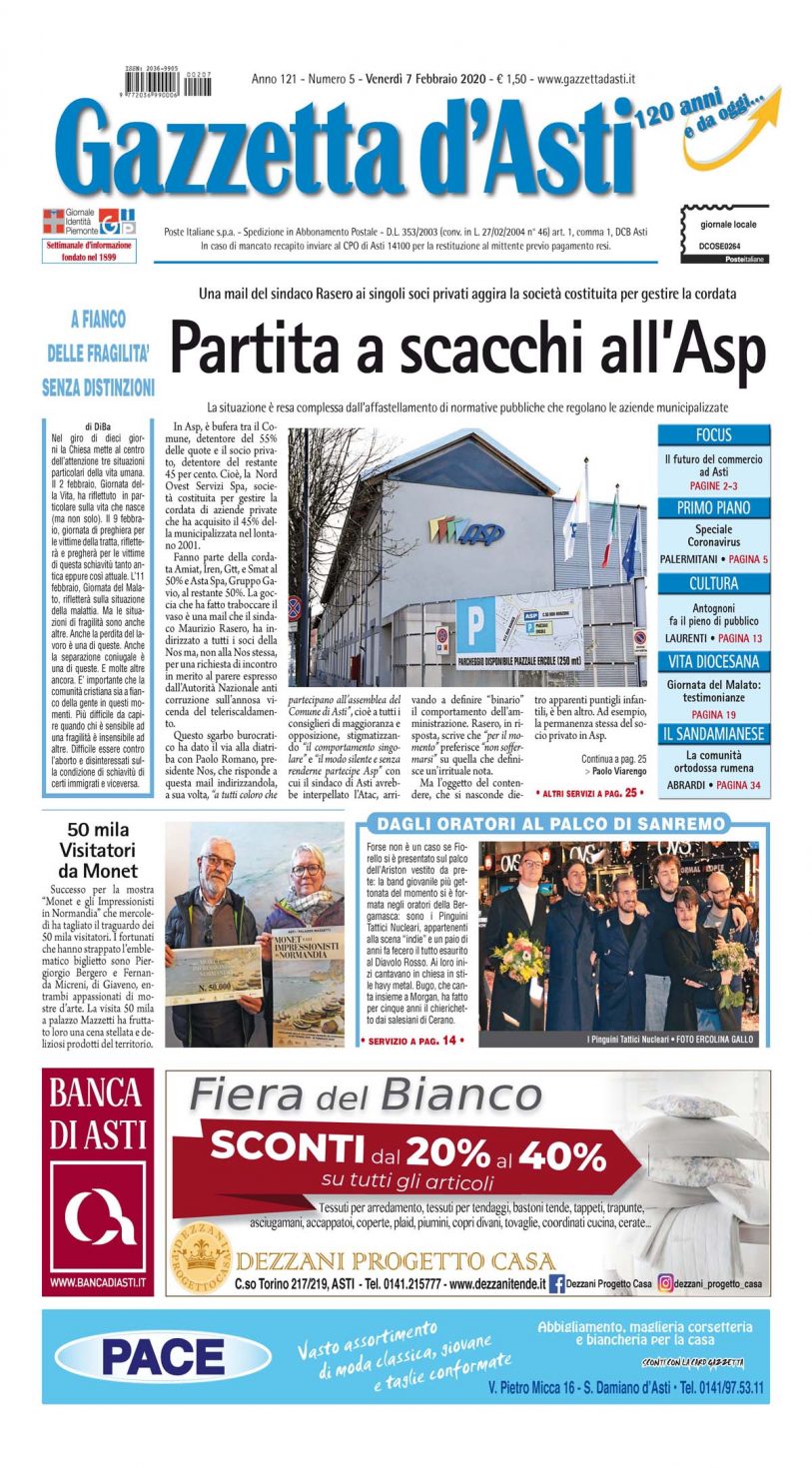 Prima pagina – 7 febbraio 2020