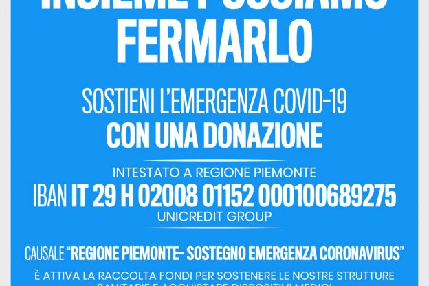 Coronavirus, dalla Regione Piemonte la campagna “Insieme possiamo fermarlo”