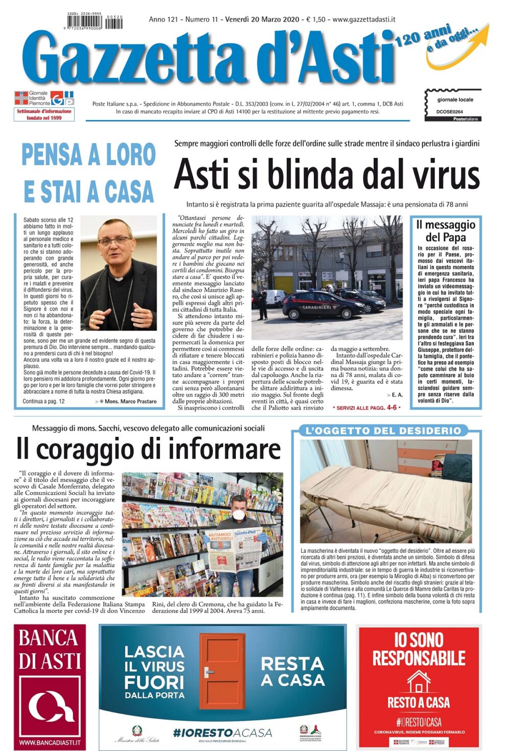 Prima pagina – 20 marzo 2020