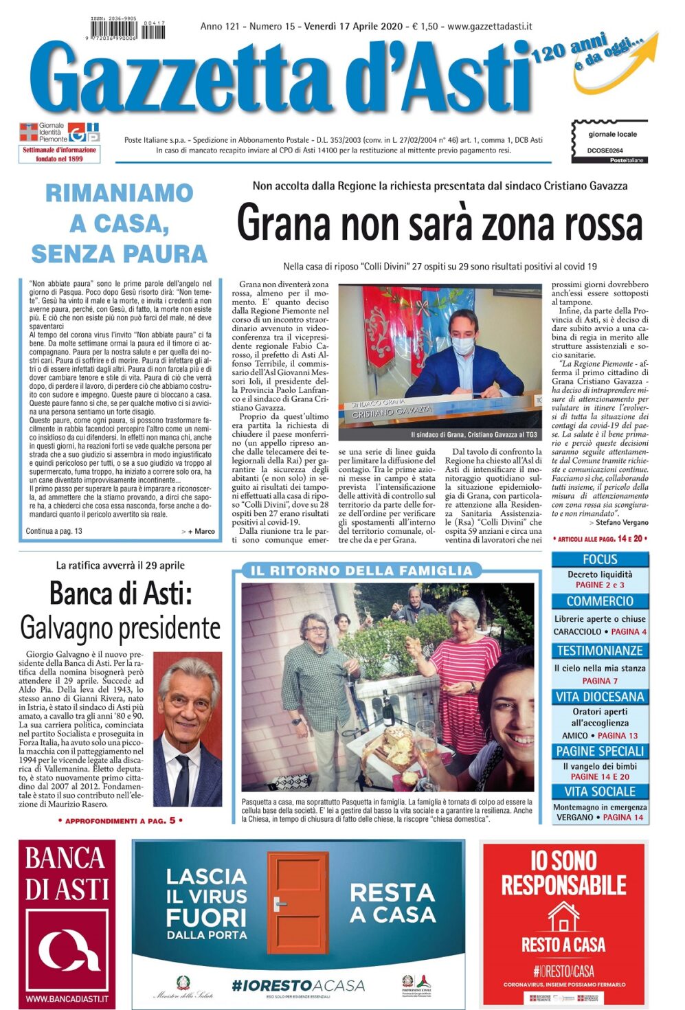 Prima pagina – 17 aprile 2020