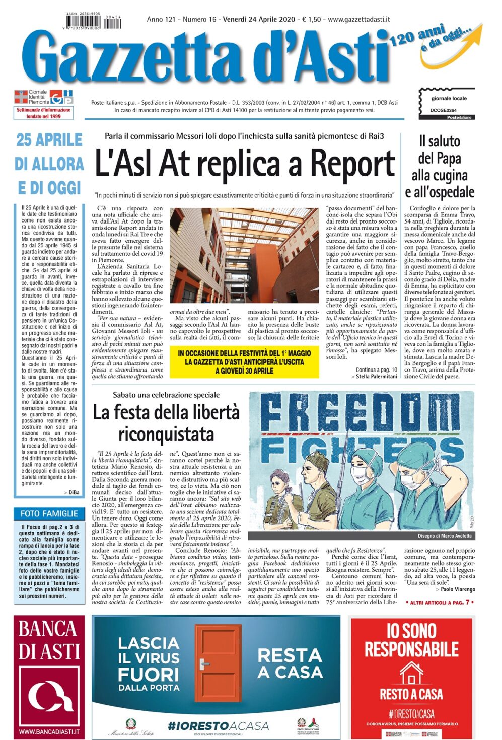 Prima pagina – 24 aprile 2020