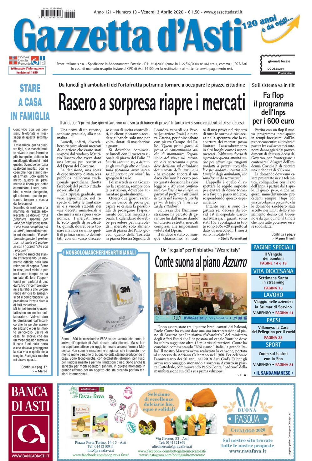 Prima pagina – 3  aprile 2020