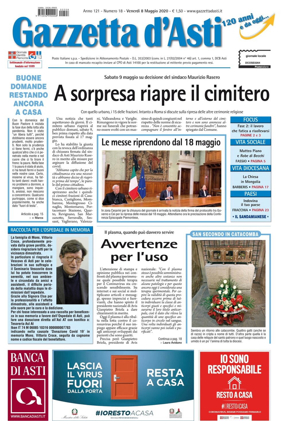 Prima pagina – 8 maggio 2020