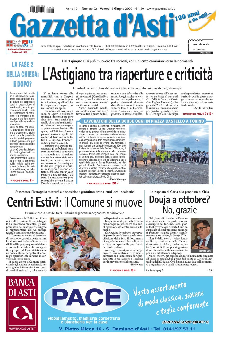 Prima pagina – 5 giugno 2020