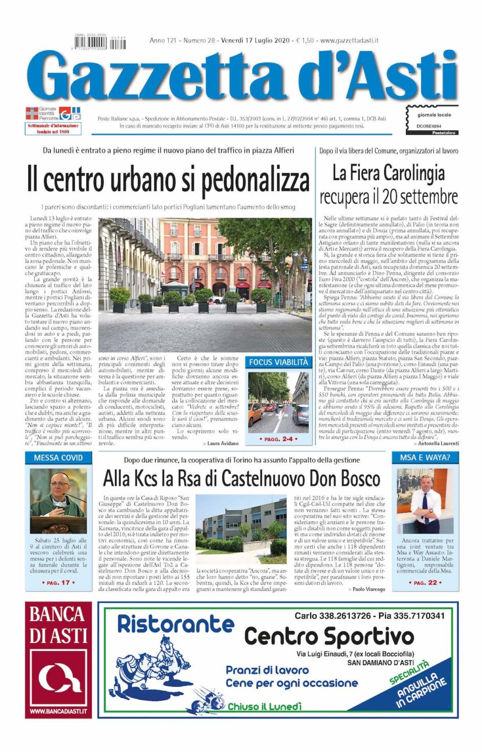 Prima pagina – 17 luglio 2020