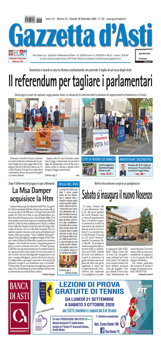 Prima pagina – 18 settembre 2020