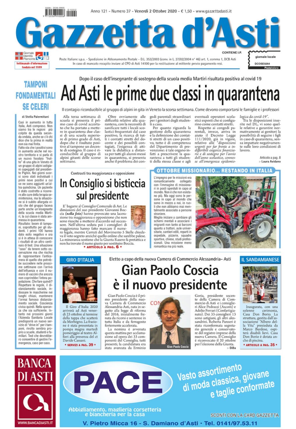 Prima pagina – 2 ottobre 2020