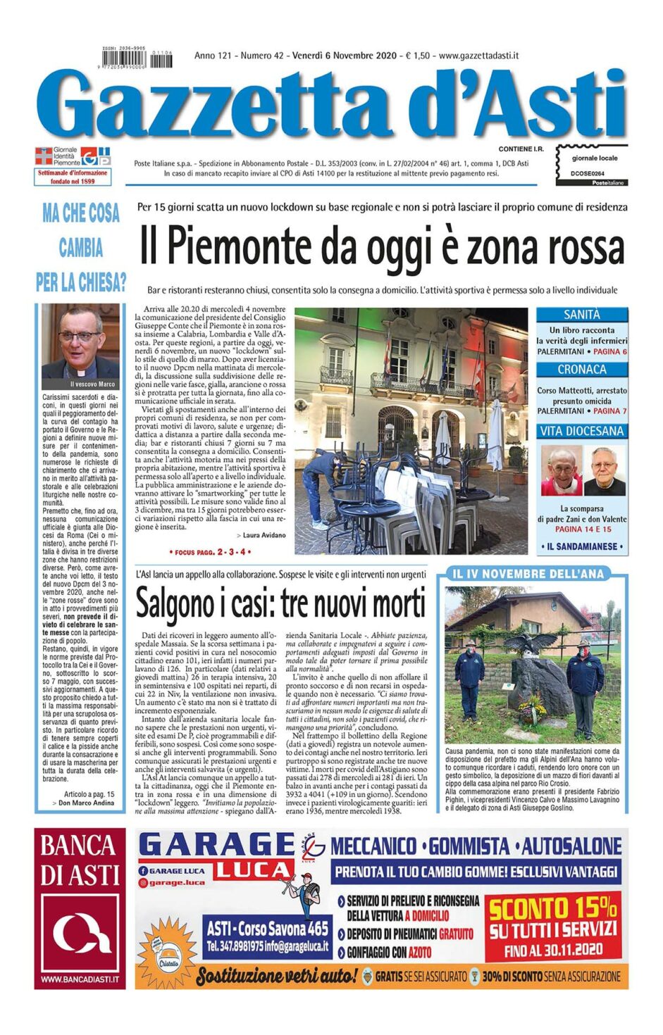 Prima pagina – 6 novembre 2020