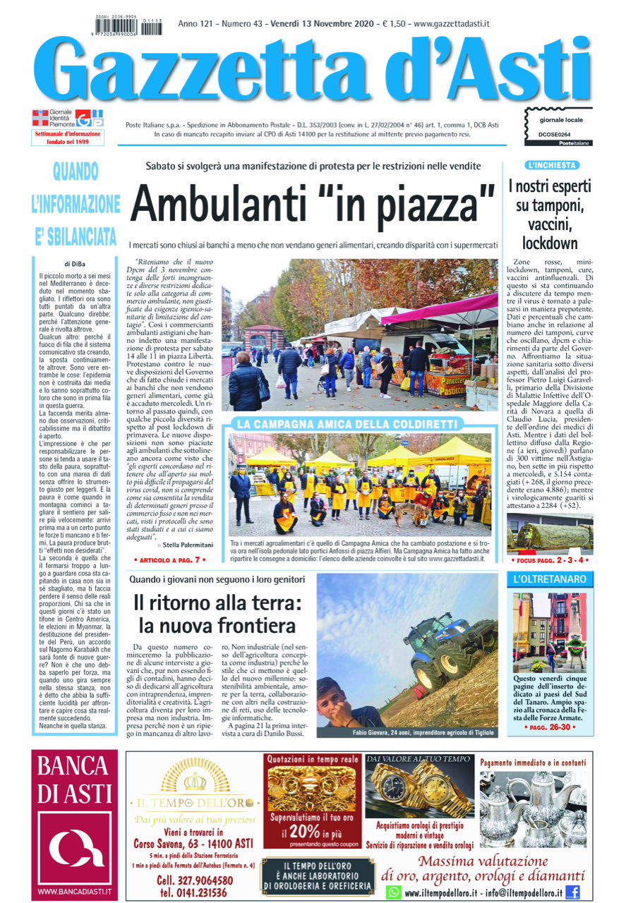 Prima pagina – 13 novembre 2020