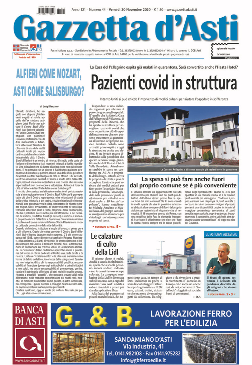 Prima pagina – 20 novembre 2020