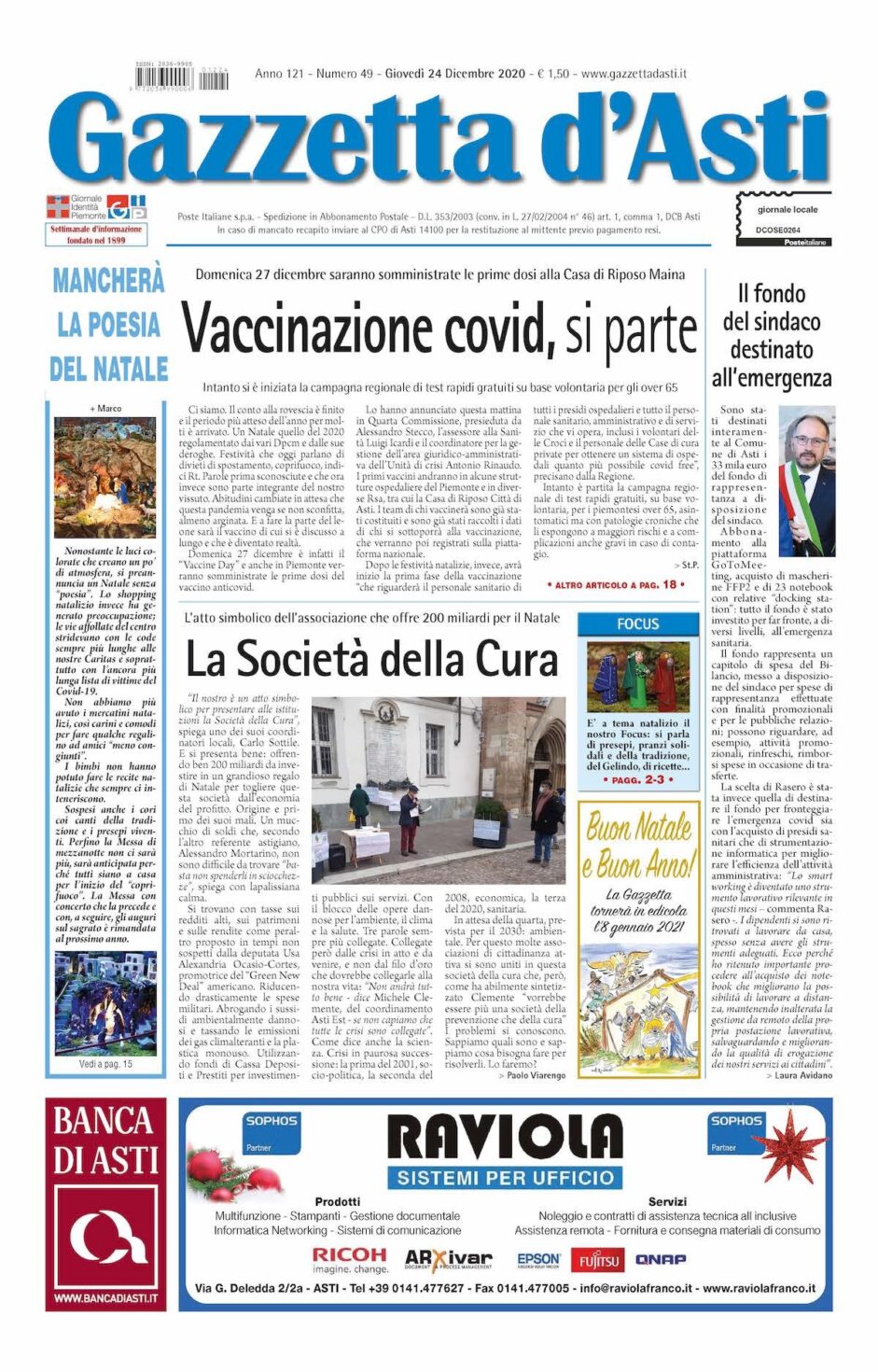 Prima pagina – 24 dicembre 2020