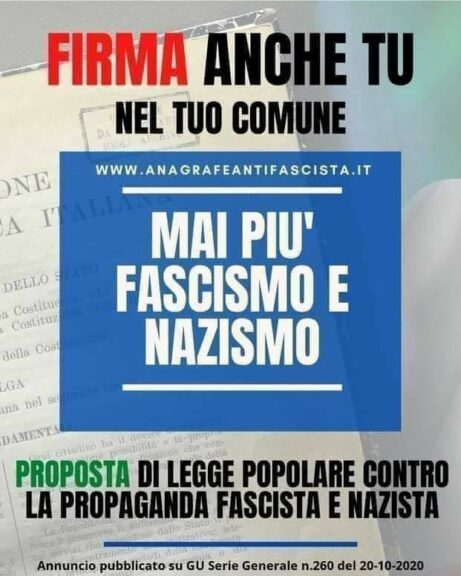 Asti, raccolta firme dell’Anpi per la legge antifascista