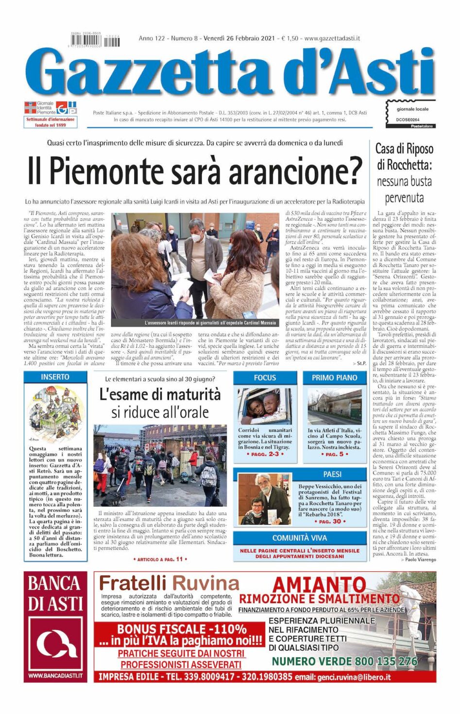 Prima pagina – 26 febbraio 2021