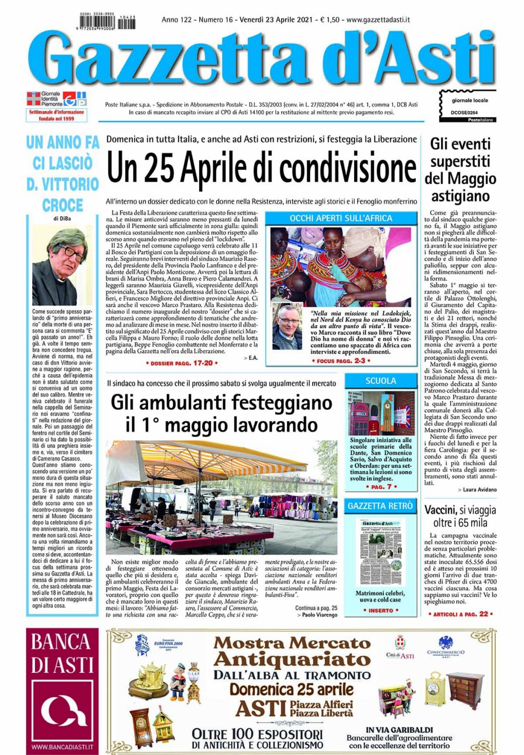 Prima pagina- 23 aprile 2021