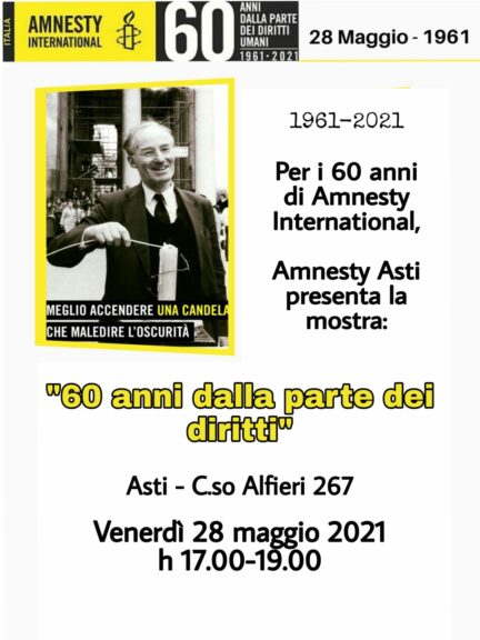 Ad Asti si celebra Amnesty International: “60 anni dalla parte dei diritti”