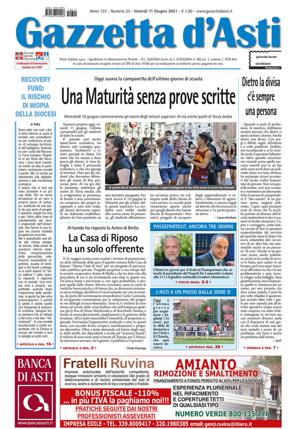 Prima pagina – 11 giugno 2021