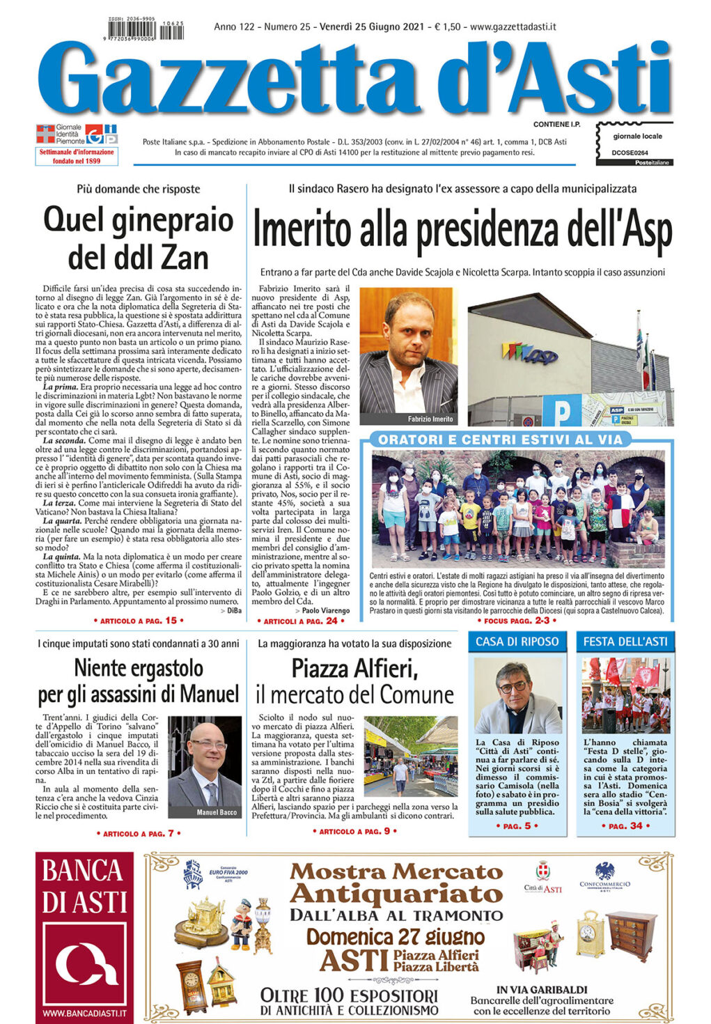 Prima pagina – 25 giugno 2021