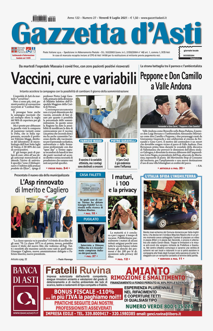 Prima Pagina – 9 luglio 2021