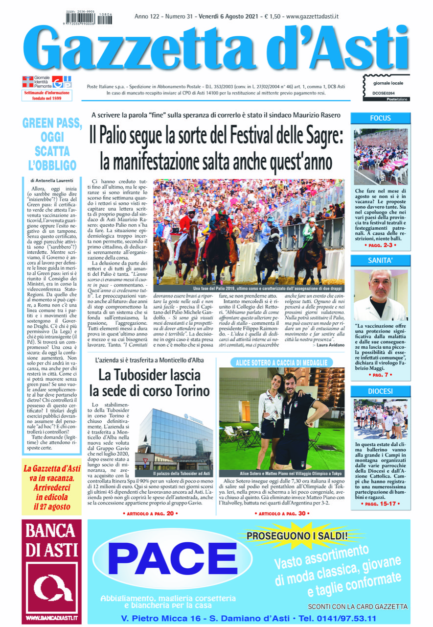 Prima pagina – 6 agosto 2021