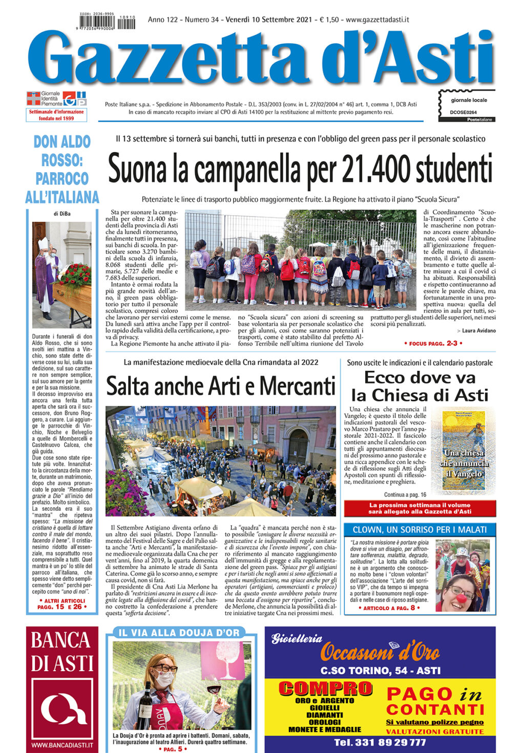 Prima pagina – 10 settembre 2021