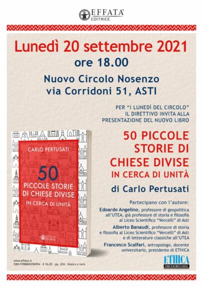 Al Nuovo Circolo Nosenzo si presenta “50 piccole storie di chiese divise in cerca di unità”