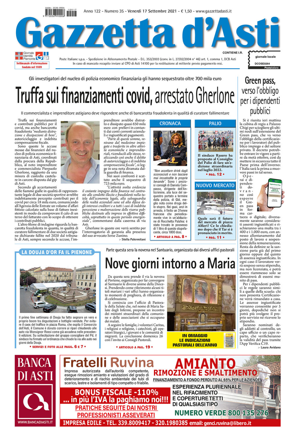 Prima pagina – 17 settembre 2021