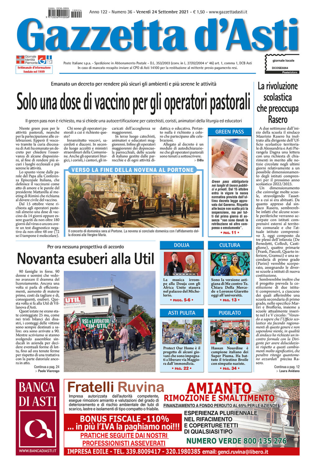 Prima pagina – 24 settembre 2021