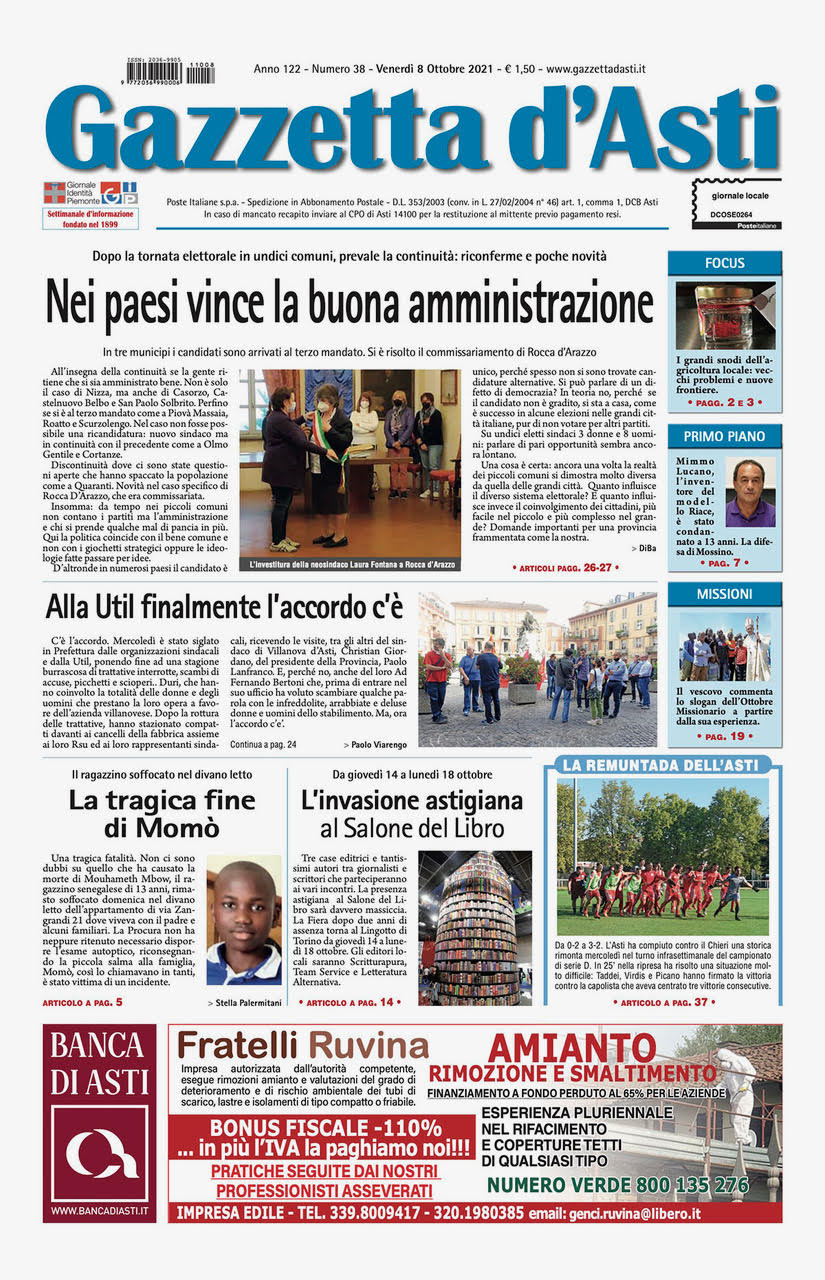 Prima pagina – 8 ottobre 2021