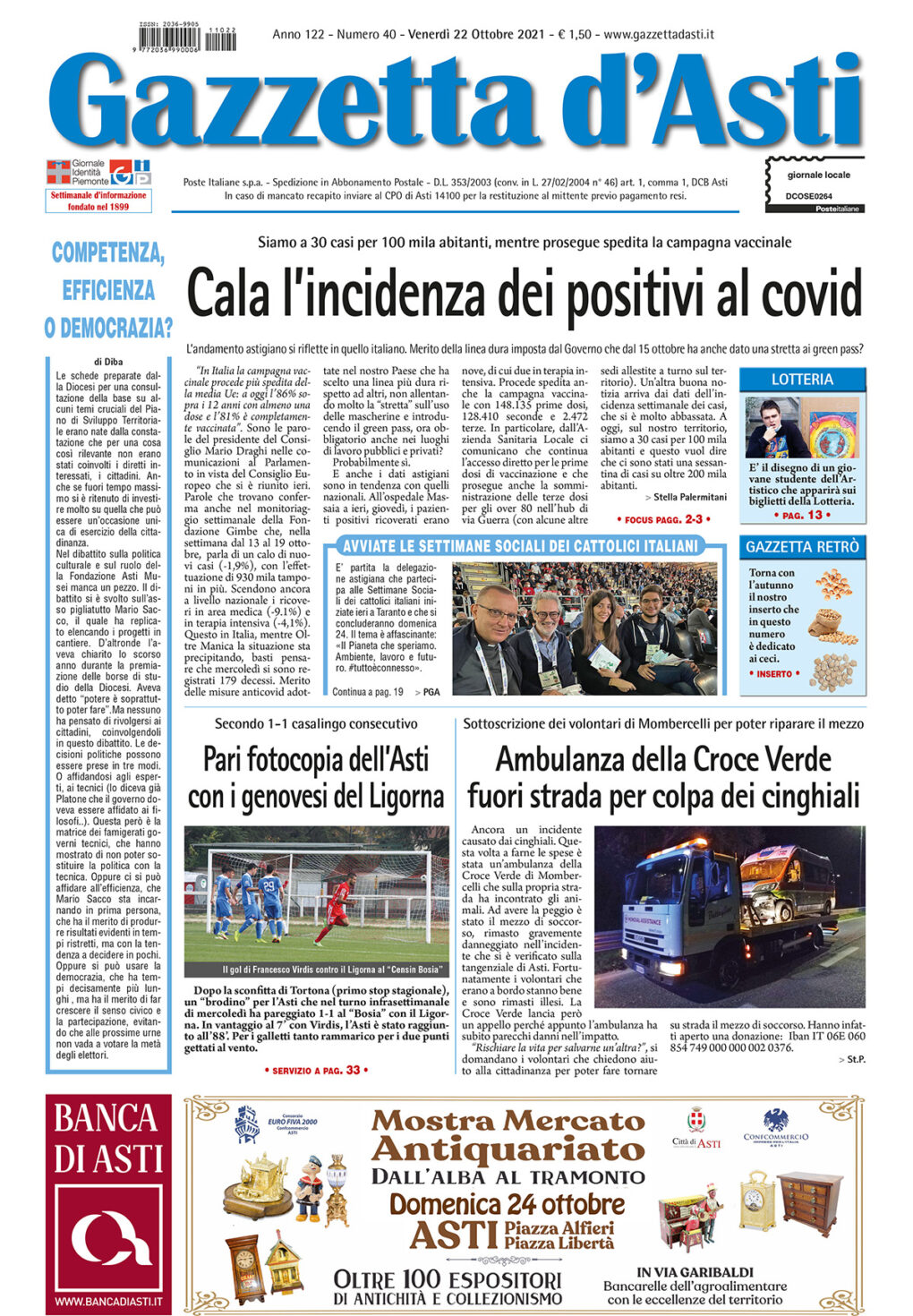 Prima pagina – 22 ottobre 2021