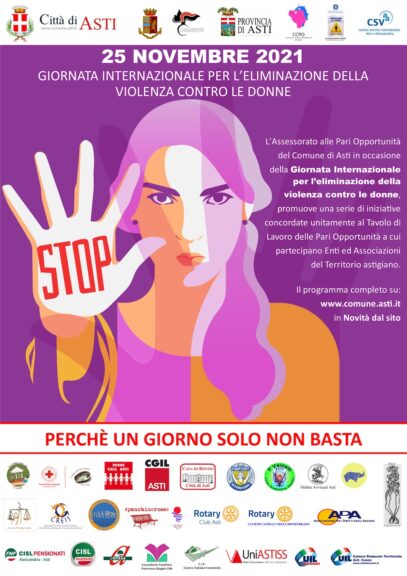 Asti si prepara alla Giornata internazionale per l’eliminazione della violenza contro le donne