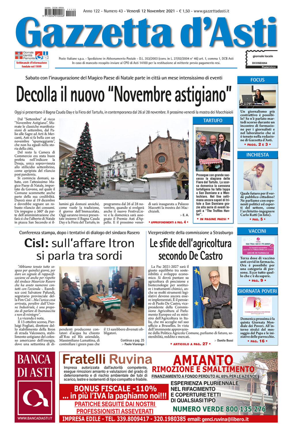 Prima pagina – 12 novembre 2021