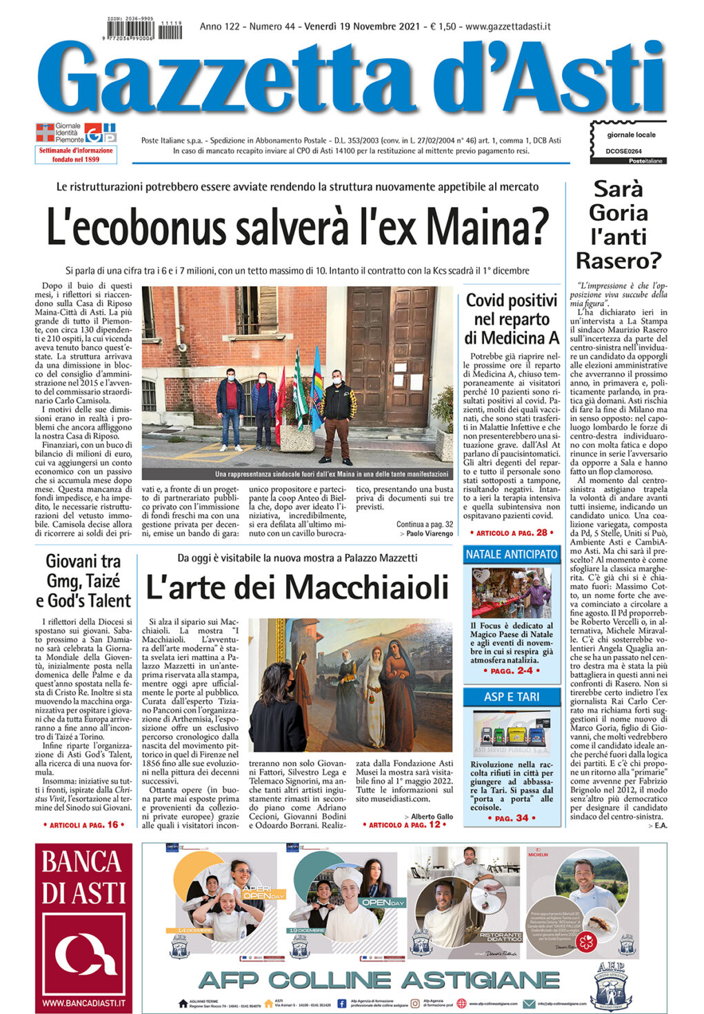 Prima pagina – 19 novembre 2021