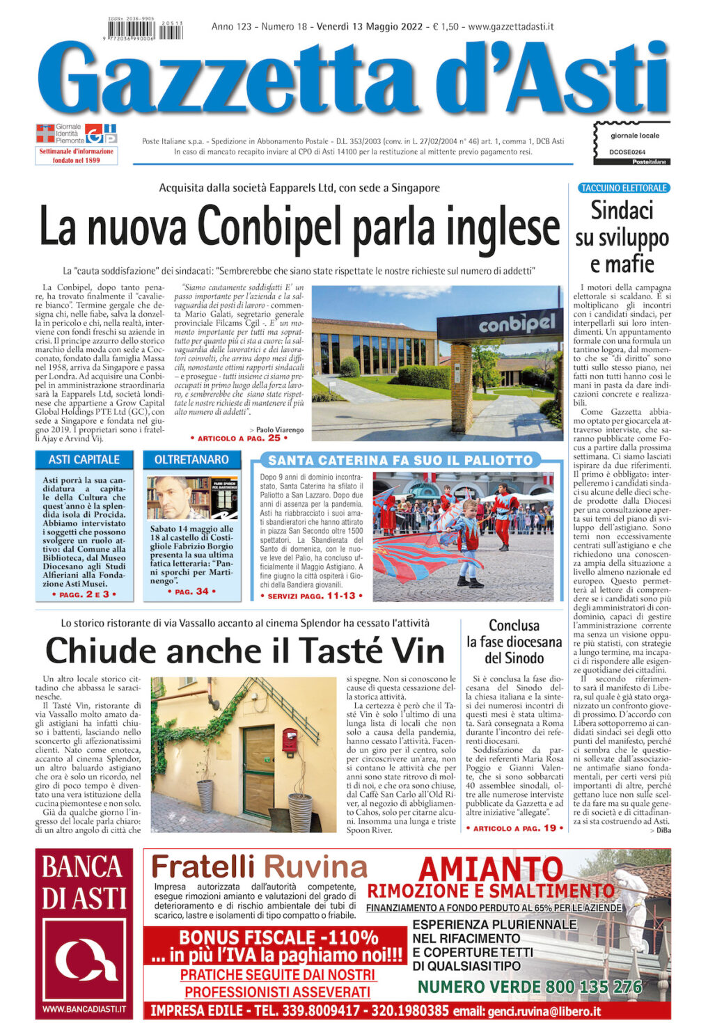 Prima pagina – 13 maggio 2022